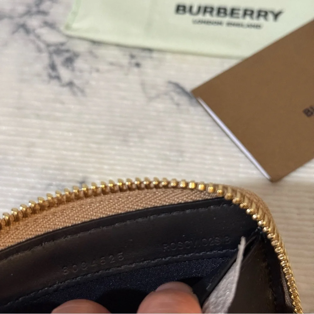 Burberry Check Canvas Navy Blue Zip Around Wallet - Picture 14 of 17